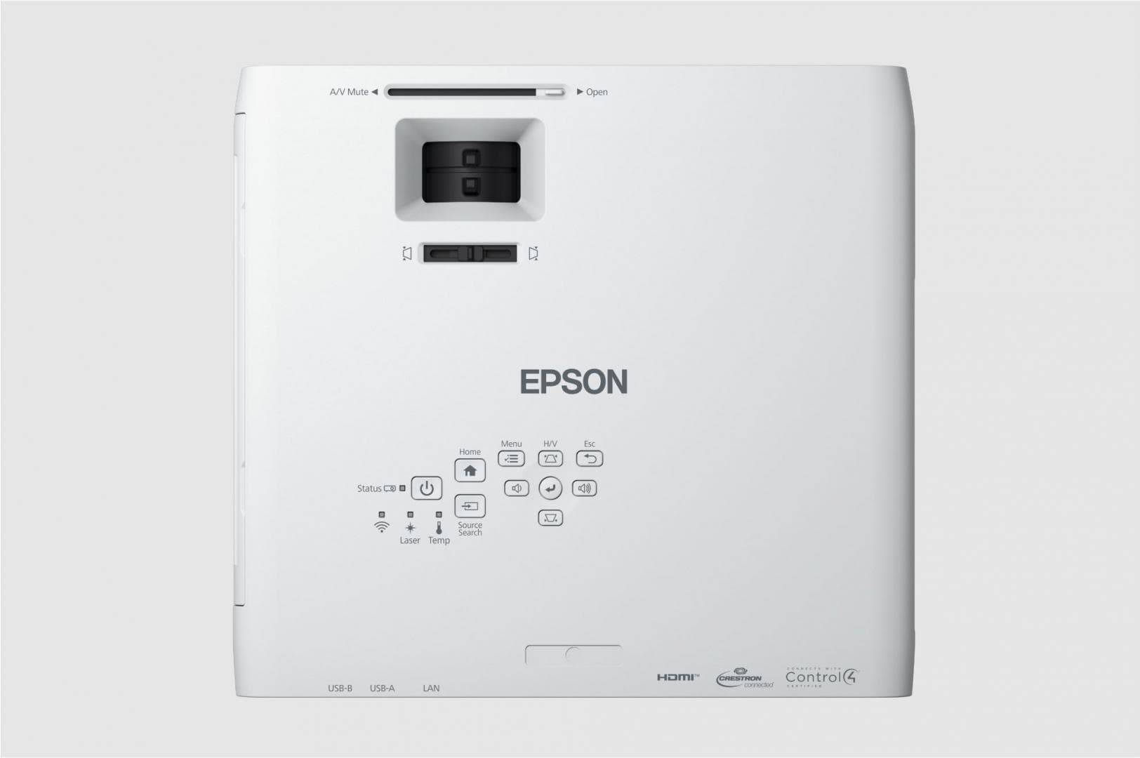 Proiector EPSON EB-L260F, 3LCD, RGB, 4600 lumeni, FHD 1080p, 16:9, Cpontrast:2.500.000:1, lampa 20.000 ore/ 30.000 ore Eco mode, dimensiune imagine: 31"-310", Interfata: USB 2.0-A, USB 2.0, RS-232C, Ethernet interface (100 Base-TX / 10 Base-T), Wi-Fi Direct, VGA in (2x), VGA out, Composite in
