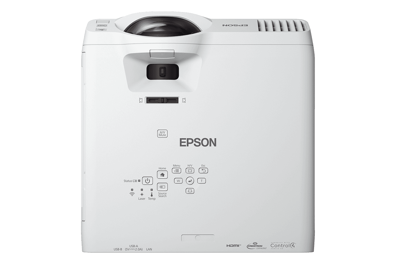 Proiector Epson EB-L210SF, Tehnologie 3LCD, Full HD, Luminozitate: 4000 Lumeni, Rezolutie: 1080p, Aspect Ratio: 16:9, Contrast: 2.500.000 : 1, sursa lumina: Laser, Viata sursa lumina: 20.000h, 30.000k in mod ECO, Refresh Rate: 192 Hz - 240 Hz, Dimensiune proiectie: 55" - 125", Focus manual