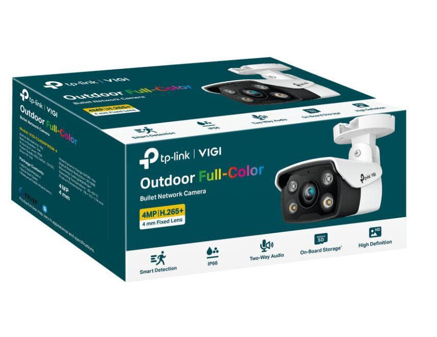"TP-LINK VIGI 4MP Outdoor Bullet Network Camera,VIGI C340(4mm), 1/3""Progressive Scan CMOS, obiectiv: 4mm, F1.6,  unghi vizualizarehorizontal FOV: 79°, vertical FOV: 43°, diagonal FOV: 93°,distanta IR: 30mm, interfata : 1 x RJ45 10/100M, ip66"