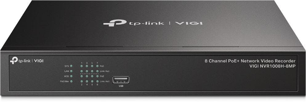 NVR PoE TP-Link VIGI 8 canale 1008H-8MP; 113W, 8 MP,1 SATA Interface, max 10TB, H.265+; ONVIF, etecție mișcare, linie, intruziune, persoane, vehicule etc.