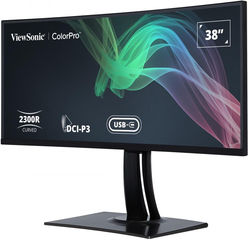 Monitor ViewSonic 38" VP3881A, Curvature: 2300R, Diagonal (inch): 38, Diagonal (cm): 96.5, Aspect ratio: 21:9, Panel: IPS, Resolution: 3840x2160, Refresh Rate: 60Hz, Response time GtG: 5ms, Brightness (max): 300 cd/m², Contrast (static) : 1000:1, Contrast (dynamic): 20M:1, Viewing angle: 178°/178°