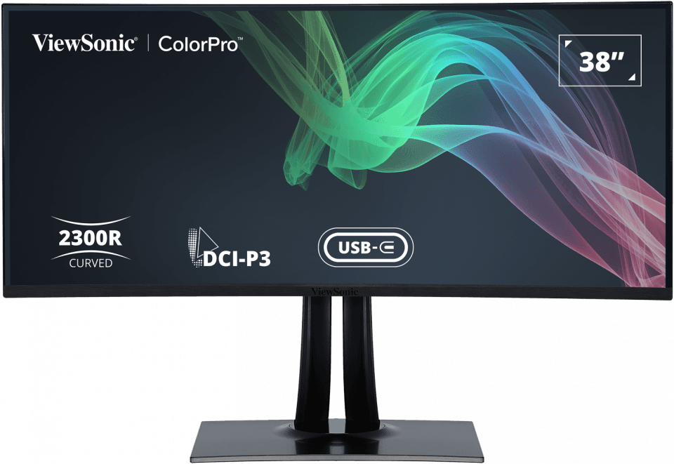 Monitor ViewSonic 38" VP3881A, Curvature: 2300R, Diagonal (inch): 38, Diagonal (cm): 96.5, Aspect ratio: 21:9, Panel: IPS, Resolution: 3840x2160, Refresh Rate: 60Hz, Response time GtG: 5ms, Brightness (max): 300 cd/m², Contrast (static) : 1000:1, Contrast (dynamic): 20M:1, Viewing angle: 178°/178°