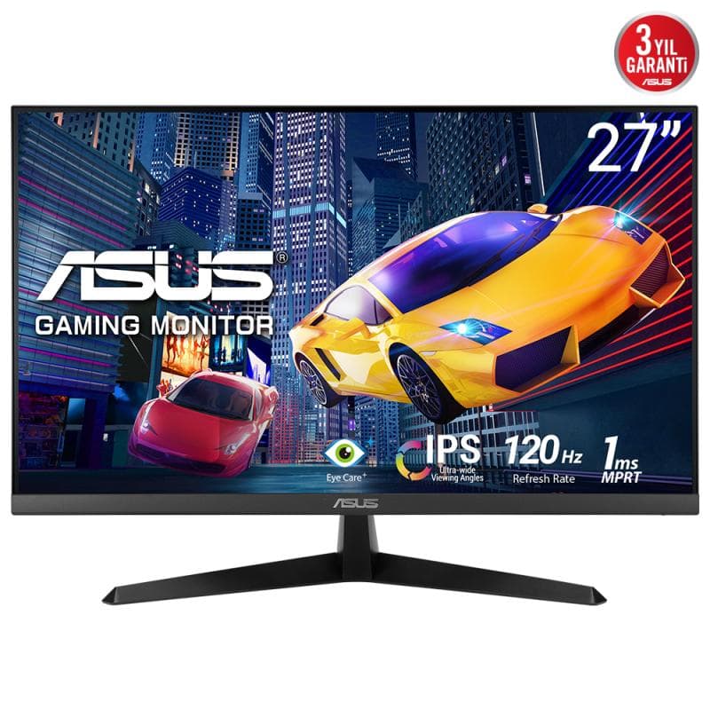 Monitor Asus 27" VY279HGR, Diagonal (inch): 27, Diagonal (cm): 68, Aspect ratio: 16:9, Panel: IPS, Resolution: 1920x1080, Refresh Rate: 120Hz, Response time MPRT: 1ms, Brightness (max): 250 cd/m², Contrast (static) : 1500:1, Viewing angle: 178/178, Colours: 16.7M, VESA Wallmount: 100x100, Tilt
