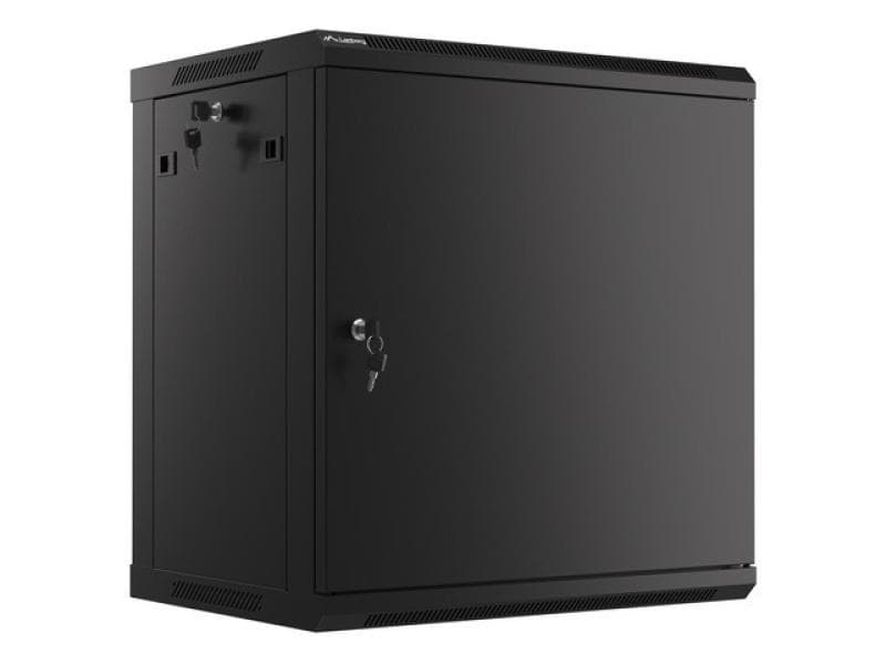 Dulap rack 19" perete 12U / 600x450 pentru auto-asamblare, cu ușă metalică, negru  (flat pack)