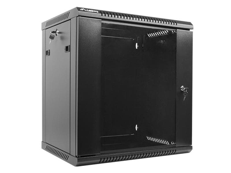 Dulap rack 19" perete 12U / 600x450 (flat pack) cu ușă din sticlă, negru  V2
