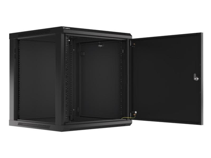 Dulap rack 19" perete 12U / 600x600 pentru auto-asamblare, ușă metalică, negru  (flat pack)