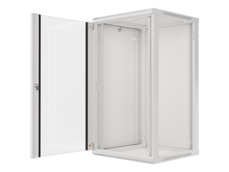 Dulap rack 19" perete 22U / 600x600 (flat pack) cu ușă din sticlă, gri  V2
