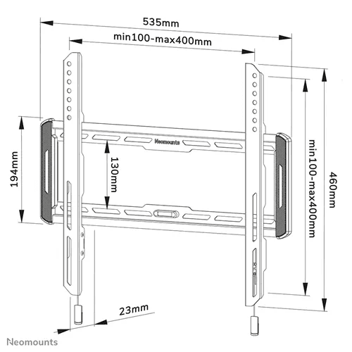 Suport TV de perete, Neomounts by Newstar WL30-550BL14, Fix, 32"- 65", VESA 400x400mm, suporta pana la 60kg, negru
