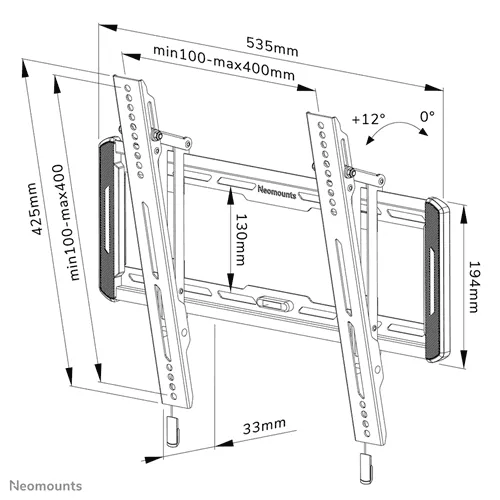 Suport TV de perete, Neomounts by Newstar WL35-550BL14, Fix, 24"- 55", VESA 400x400mm, suporta pana la 60kg, negru