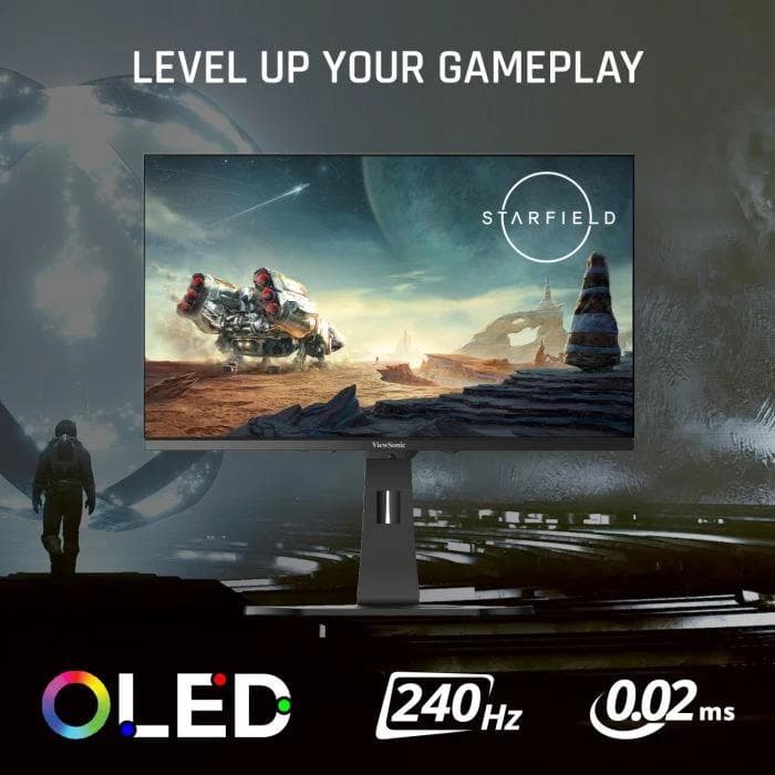 Monitor ViewSonic 27" XG272-2K-OLED, Diagonal (inch): 27, Diagonal (cm): 69, Aspect ratio: 16:9, Panel: OLED, Resolution: 2560x1440, Refresh Rate: 240Hz, Response time GtG: 0.02ms, Response time MPRT: 0.01ms, Brightness (max): 450 cd/m², Contrast (static) : 150K:1, Viewing angle: 178°/178°