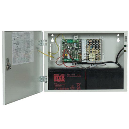 Sursa de alimentare pentru sisteme de detectie incendiu 24V/2.5A in cutie metalica Merawex ZSP100-2.5A-07, loc pentru 2 acumulatori 12V/9Ah, Tensiune de intrare: 100/230VAC, eficienta ridicata sub sarcina si consum redus, comunicare RS-232 / RS-485, rata scazuta de esec (0,5% in trei ani), iesiri