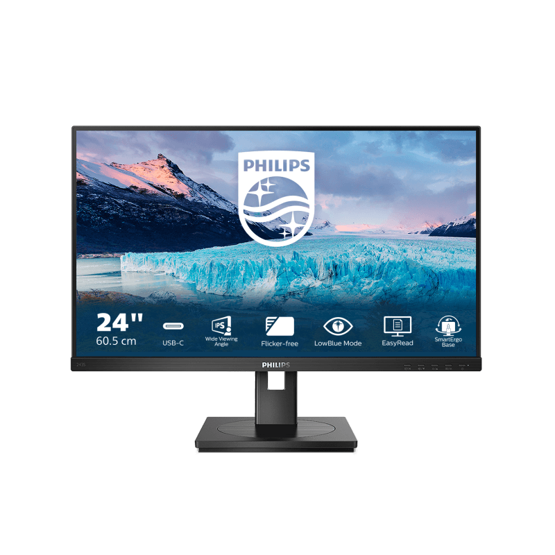 Monitor Philips 23.8", IPS, FHD 1920x1080, 100Hz, 4ms FlickerFree, Boxe 2Wx2, HA Pivot, HDMI, DisplayPor,t DaisyChain, USB hub, USB-C, RJ45, 243S1/00