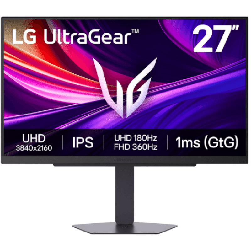 Monitor LG 27" 27G810A-B.AEU, Diagonal (inch): 27, Diagonal (cm): 68, Aspect ratio: 16:9, Panel: IPS, Resolution: 3840x2160, Refresh Rate: 180Hz, Response time GtG: 1ms, Brightness (max): 400 cd/m², Contrast (static) : 1000:1, Viewing angle: 178/178, Color Gamut Type: DCI-P3, Color Gamut Coverage