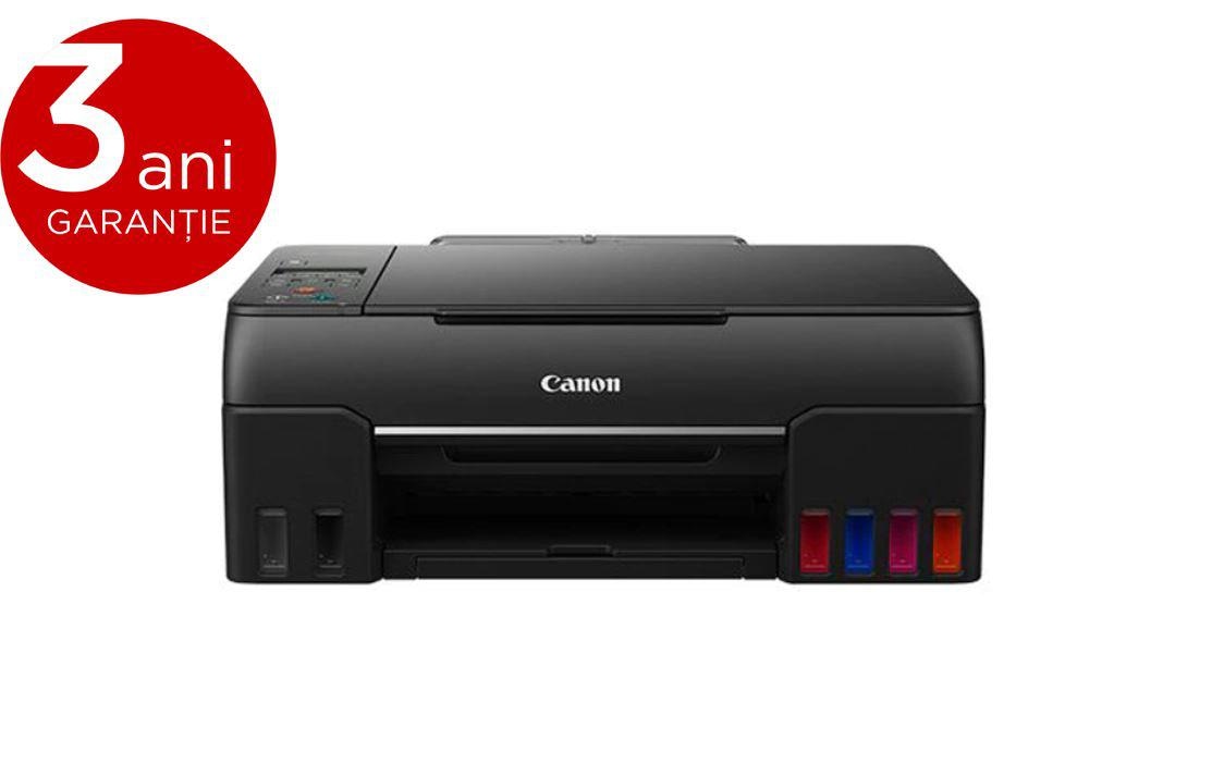 Multifunctional inkjet color CISS Canon Pixma G640, dimensiune A4,viteza 3.9 ppm alb-negru, rezolutie 4800x1200dpi, alimentare hartie 100coli, Scanner CIS, rezolutie scanare:600 x 1200, 99 copii max, zoom:25%-400%, format hartie: A4, A5,B5, interfata: USB, WIFI, consumabile:GI-43BK, C, M, Y, R