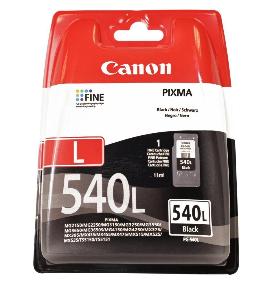 Cartus cerneala Canon PG-540 L, black, capacitate 11ml , pentru Canon Pixma MG2150, Pixma MG2250, Pixma MG3150, Pixma MG3250, Pixma MG3550, Pixma MG4150, Pixma MG4250, Pixma MX375, Pixma MX395, Pixma MX435, Pixma MX455, Pixma MX475, Pixma MX515, Pixma MX525, Pixma MX535.
