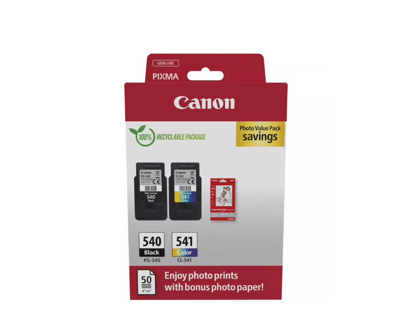 Canon pachet cartuse cearneala PG-540 /CL-541 Photo value pack, capacitate negru: 180 pagini/8ml, Color: 180 pagini / 8ml, Compatibil cu: PIXMA MG2140, PIXMA MG2150, PIXMA MG2155, PIXMA MG2250, PIXMA MG3140, PIXMA MG3150, PIXMA MG3250, PIXMA MG3550, PIXMA MG3650, PIXMA MG3650S, PIXMA MG4250, PIXMA