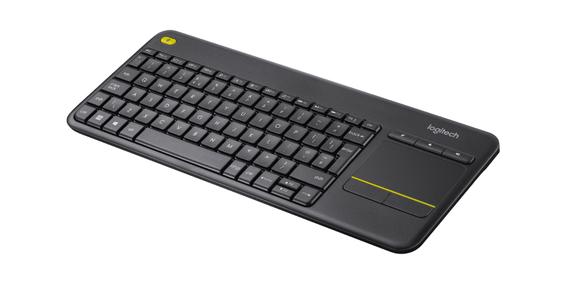 Tastatura wireless Logitech Touch K400 Plus, interfata USB, cu touchpad, dimensiuni  354.3 x 139.9 x 23.5 mm, negru