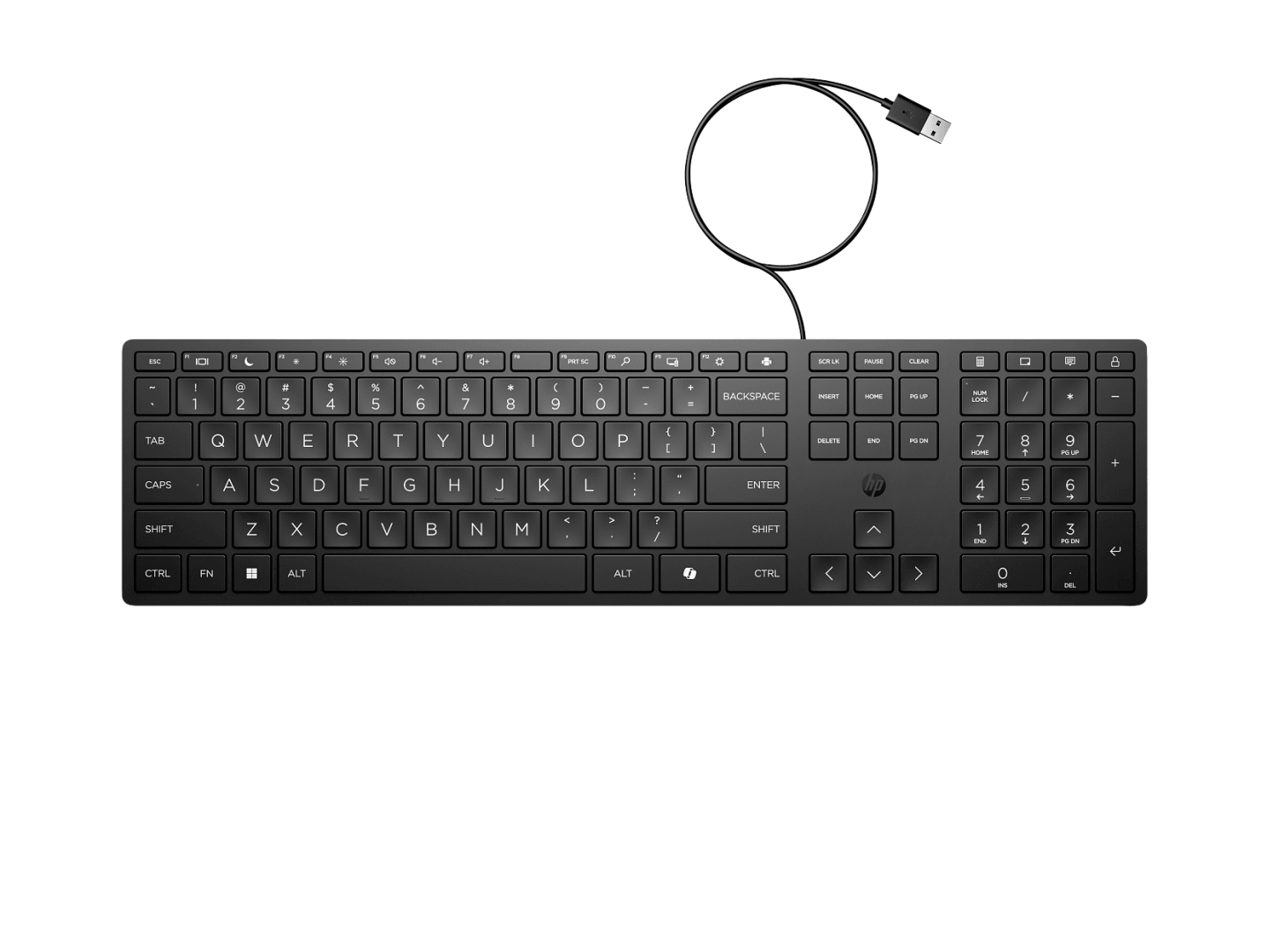 HP Keyboard 320K Wired, Culoare: Negru, Dimensiuni: 426,2 x 110,9 x 16,7 mm, Greutate: 0,45 kg, Garantie 1 an