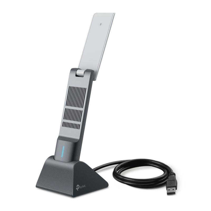 AX3000 High Gain Dual Band Wi-Fi 6 USB Adapter SPEED: 2402 Mbps at 5 GHz + 574 Mbps at 2.4 GHz SPEC: High Gain External Antennas, USB 3.0, Cradle with Extension Cable FEATURE: MU-MIMO, OFDMA, HE160, WPA3