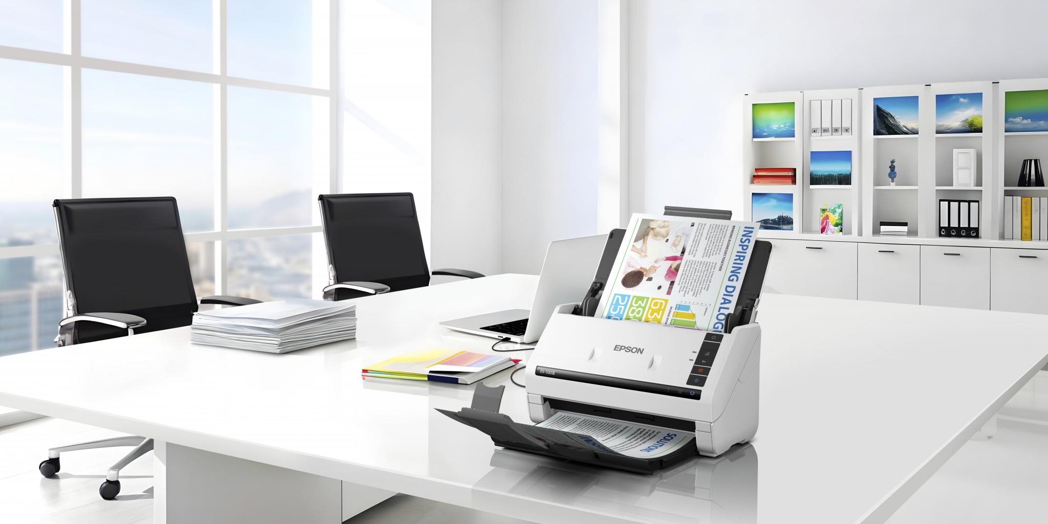 EPSON WORKFORCE DS-530III A4 SCANNER, format A4, Rezolutie: 600 x 600dpi, Senzor ultrasonic, CIS, Sursa lumina: LED, Viteza scanare: 40 ppm, Capacitate ADF: 60 coli, Volum zilnic: 6500 pagini, Duplex, Interfata: USB, Dimensiuni: 296‎ x 169 x 176 mm, 3.7kg, Format fisiere: BMP, JPEG, TIFF