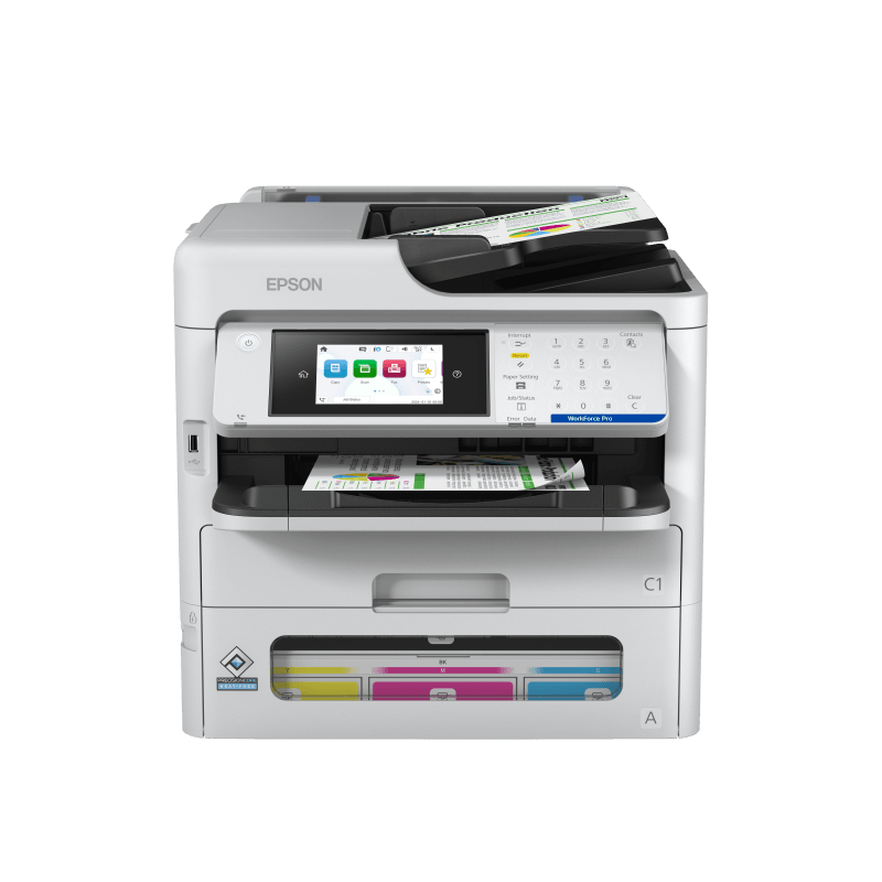 EPSON WF-PRO EM-C800RDWF A4 INKJET MFP, Viteza printare: 25ipm, Alimentare hartie: 250 coli, Interfata: USB, WI-FI, Retea, DADF 50 coli, 30ipm, Ecran 4.3", Dimensiuni: 425x535x513mm, optional: sertar hartie 500 coli (max 3).