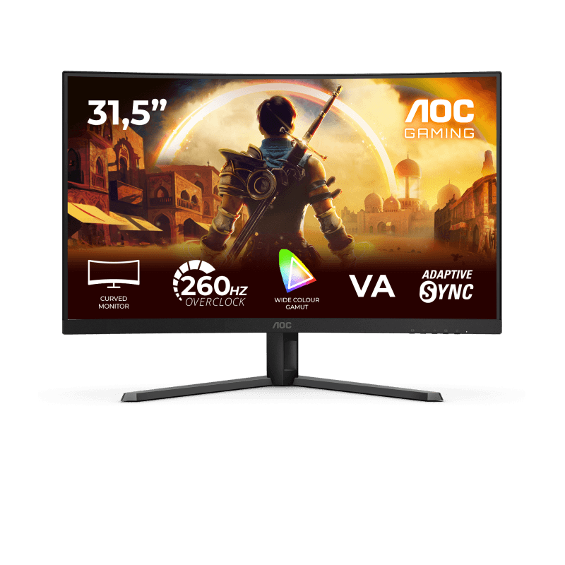 Monitor AOC 31.5" C32G42ZE, Curvature: 1500R, Diagonal (inch): 31.5, Diagonal (cm): 80, Aspect ratio: 16:9, Panel: VA, Resolution: 1920x1080, Refresh Rate: 260Hz, Response time GtG: 4ms, Response time MPRT: 0.3ms, Brightness (max): 300 cd/m², Contrast (static) : 3500:1, Viewing angle: 178/178, Color