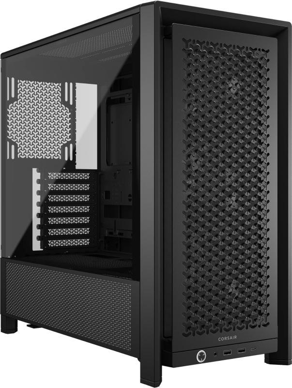 Carcasa CORSAIR FRAME 4000D RS Mid Tower NEGRU, Tempered Glass, Sloturi Expansiune 7 orizontale sau 3 verticale, Drive Bays: 2x3.5" 4x2.5", Ventilatoare Suportate: 11 (spate: 1x120mm sau 1x140mm, fata: 3x120mm sau 2x140mm sau 2x200mm, lateral: 3x120mm sau 2x140mm, jos: 2x120mm, sus: 3x120mm sau