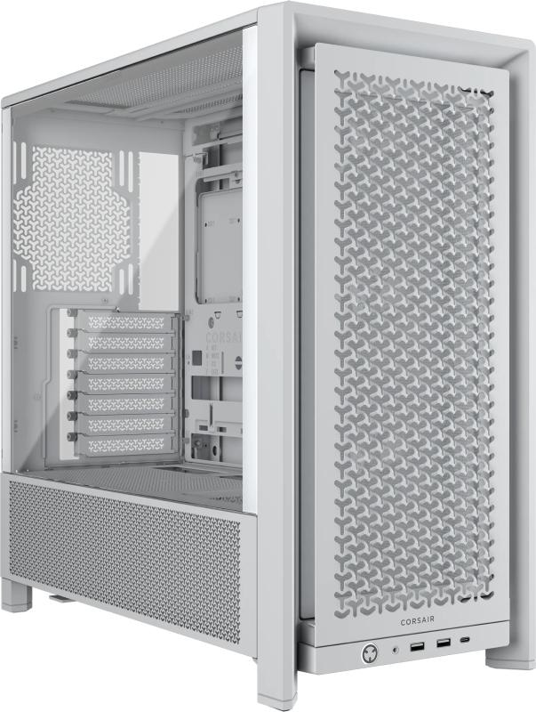 Carcasa CORSAIR FRAME 4000D RS Mid Tower ALB, Tempered Glass, Sloturi Expansiune 7 orizontale sau 3 verticale, Drive Bays: 2x3.5" 4x2.5", Ventilatoare Suportate: 11 (spate: 1x120mm sau 1x140mm, fata: 3x120mm sau 2x140mm sau 2x200mm, lateral: 3x120mm sau 2x140mm, jos: 2x120mm, sus: 3x120mm sau