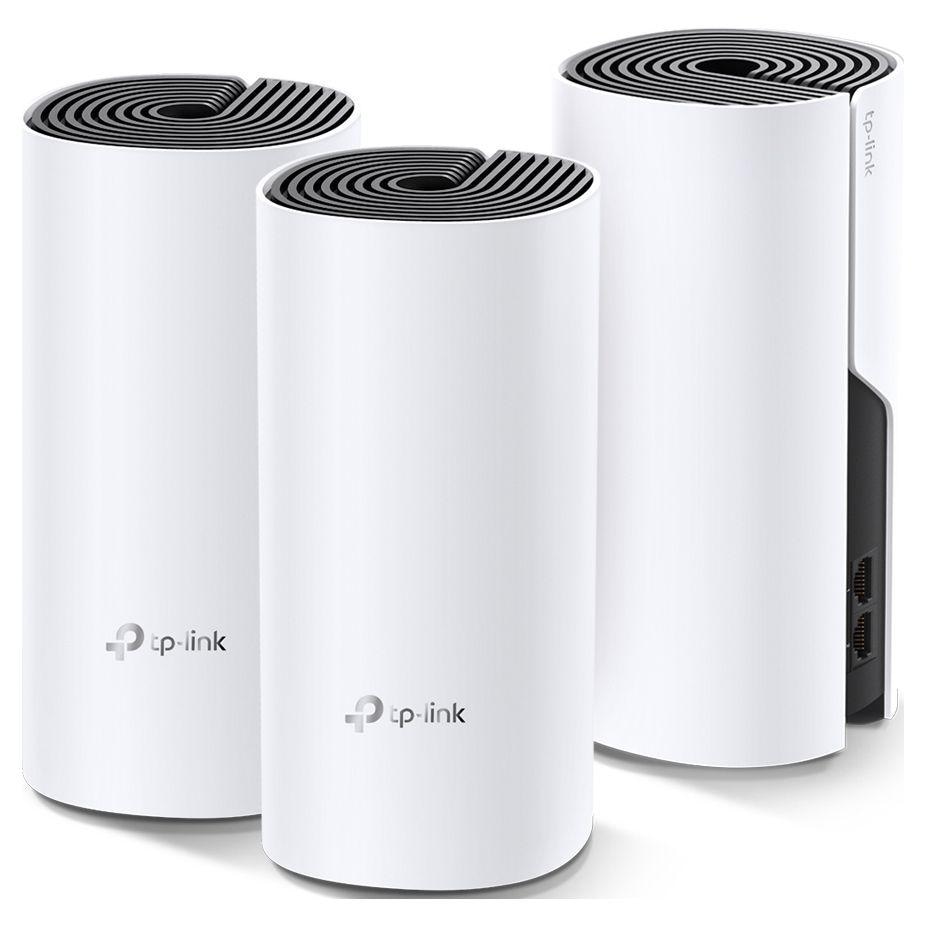 TP-Link Sistem Mesh Wi-Fi pentru întreaga casă AC1200, DECO M4(3-PACK); Procesor: Quad-core CPU; Interfață: 2 Gigabit Ethernet Ports (WAN/LAN auto-sensing) per Deco unit; 2 internal dual-band antennas per Deco unit; Flash: 16 MB; SDRAM: 128 MB; Standarde Wireless: IEEE 802.11 ac/n/a 5 GHz, IEEE