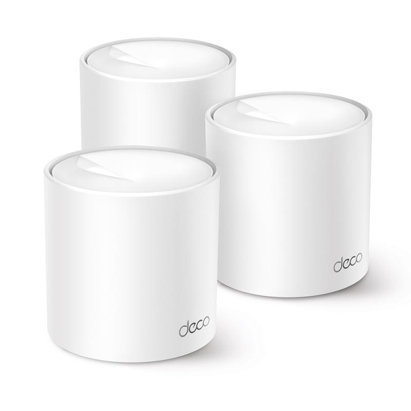 AX1500 Whole Home Mesh Wi-Fi 6 System SPEED: 300 Mbps at 2.4 GHz + 1201 Mbps at 5 GHz SPEC: Internal Antennas, 2× Gigabit Ports (WAN/LAN auto-sensing) FEATURE: Deco App, Router/AP Mode, IPv6, IPTV, Parental Controls, QoS, OFDMA, MU-MIMO, 1024-QAM, WPA3, Beamforming, Alexa and Google Assistant