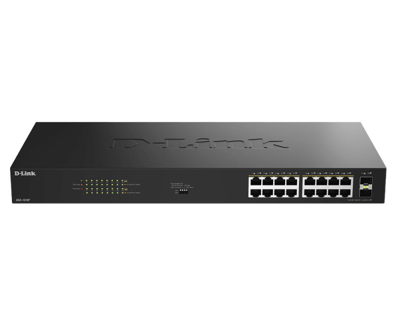 Switch D-Link 16 port GE PoE Unmanaged, capacitate 36 Gbps, standar PoE 802.3af/at, negru