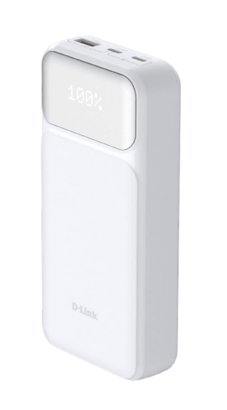 D-Link DPP-201. Battery capacity: 20000 mAh. USB Type-A output ports: 1, USB Type-C ports quantity: 2. Product colour: White