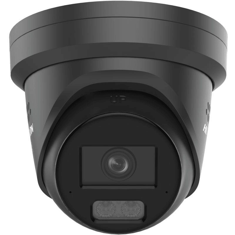 Camera de supraveghere IP Turret 4MP Smart Hybrid Light with ColorVu Hikvision DS-2CD2347G3-LIS2UY/SL(2.8MM)/BK, lentila fixa 2.8mm, iluminare min: Color: 0.0001 Lux @ (F1.0, AGC ON),0 Lux cu IR 30m, microfon incorporat, difuzor incorporat, interfata audio: 1/1, alarma: 1/1, slot card de memorie
