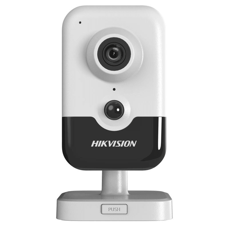 Camera de supraveghere IP cube 4MP Hikvision DS-2CD2443G2-IW(2.8MM)(W), lentila fixa 2.8mm, iluminare min: C color: 0.005 Lux @ (F1.6, AGC ON), B/W: 0 Lux cu IR 10m, potocol WI-FI: IEEE 802.11b, 802.11g, 802.11n, microfon incorporat, difuzor incorporat, slot card de memorie