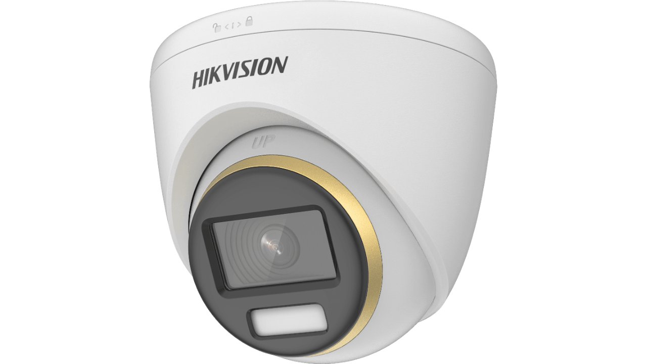 Camera de supraveghere Turret ColorVu PoC 8MP Hikvision DS-2CE72UF3T- E(2.8MM), lentila fixa 2.8mm, iluminare: 0.0005 Lux@(F1.0, AGC ON), 0 Luxcu lumina alba: 40m, iesire: 1 HD analog output, alimentare: 12 VDC ± 25%/PoC.at, Max. 5.1 W, IP67, dimensiuni: Ø109.98 mm × 98.27 mm, greutate: 350g