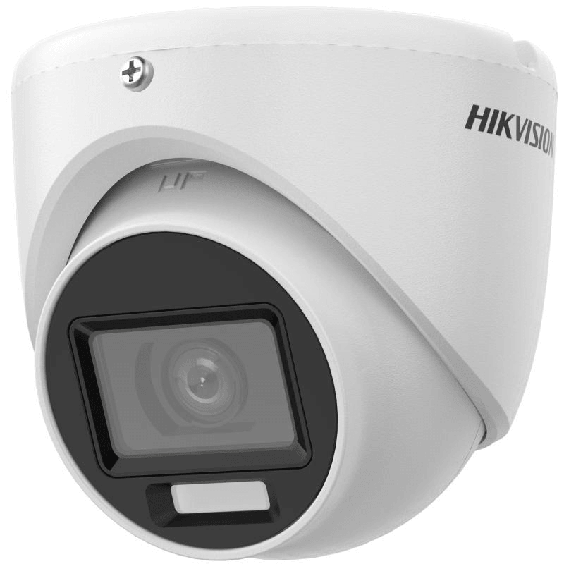 Camera de supraveghere Turret 4K Hikvision DS-2CE76U0T-LMF(2.8MM), lentila fixa 2.8mm, iluminare min: 0.01 Lux @ (F1.6, AGC ON), 0 Lux cu lumina alba: 20m, IR 30m, iesire TVI/AHD/CVI/CVBS, alimentare: 12 VDC ± 25%, 0.38 A, max. 4.6 W, protectie: IP67, dimensiuni: 80 mm × Ø85.1 mm, greutate: 310g