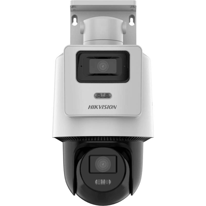 Camera de supraveghere IP PTZ 4MP+4MP Hikvision DS-2SE2C400MWG- E/14(2.8/8MM), lentila fixa 2.8mm/8mm, iluminare min: [Bullet channel]: Color: 0.005 Lux @ (F2.0, AGC ON), B/W: 0.005 Lux @ (F2.0, AGC ON), 0 Lux cu IR 30m; [PTZ channel]: Color: 0.005 Lux @ (F2.0, AGC ON), B/W: 0.005 Lux @ (F2.0, AGC