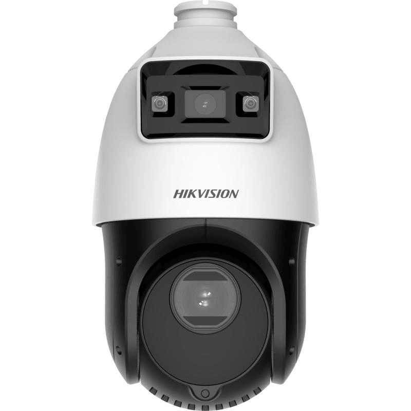 Camera de supraveghere IP Speed Dome 4MP Hikvision DS-2SE4C415MWG-E, lentila fixa bullet: 2.8 mm, lentila varifocala PTZ: 4.8 to 72 mm, 15 × optical, iluminare min.: [Bullet channel]: 0.0005 Lux @ (F1.0, AGC ON), 0 Lux; [PTZ channel]: Color: 0.005 Lux @ (F1.6, AGC ON), B/W: 0.001 Lux @ (F1.6, AGC