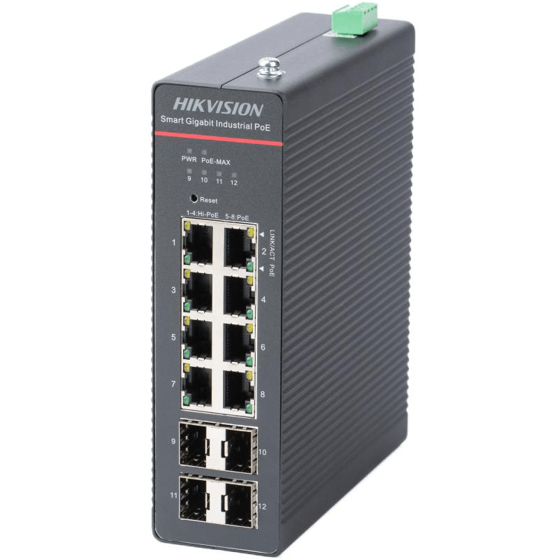 HK SWITCH POE 8 PORTURI SMART MANAGED 8 x Gigabit PoE RJ45 ports,4 x Gigabit SFP fiber optical ports Support 802.1Q VLAN Support 802.3bt Hi-PoE, Max. 90W for one port Support STP/RSTP/ERPS Loop prevention, storm control Support cable detection to locate failure Support SNMP, QoS, DHCP snooping 6 kV