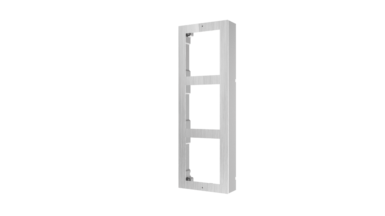 Panou frontal pentru 3 module videointerfon modular Hikvision DS-KD- ACW3/S; permite conectarea a 3 module de videointerfon modular; montare aplicata; materia otel inoxidabil; dimensiuni: 320.8mm x 107mm x 4mm;