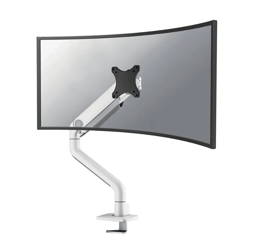 Brat monitor Neomounts DS70S-950WH1; pentru display-uri cu diagonale 17"-49", sistem de prindere VESA 75x75~100x100, greutate maxima  suportata 18kg, full motion, tilt 90°, swivel 90°, rotate 180°, distanta fata de perete 119-656mm; gas spring; culoare alb. Garantie 5 ani
