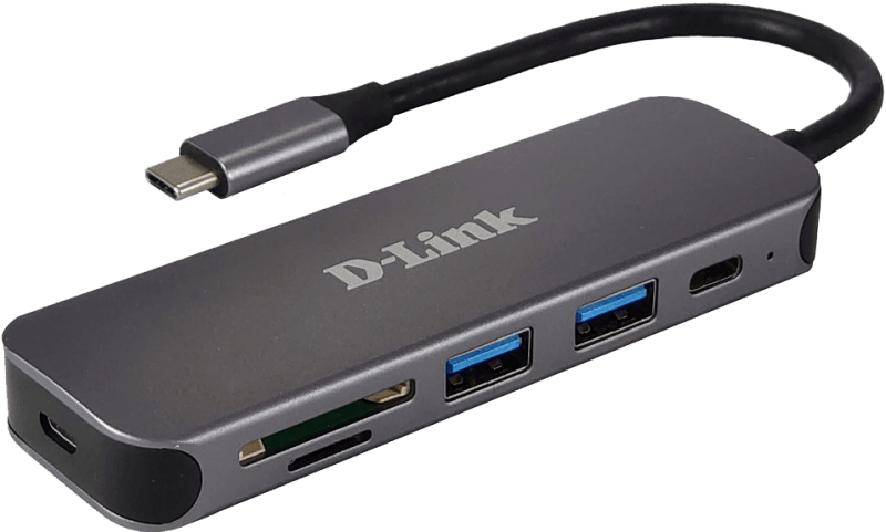 HUB USB D-LINK DUB-2325, USB Type C, cablu 10 cm, metalic, argintiu