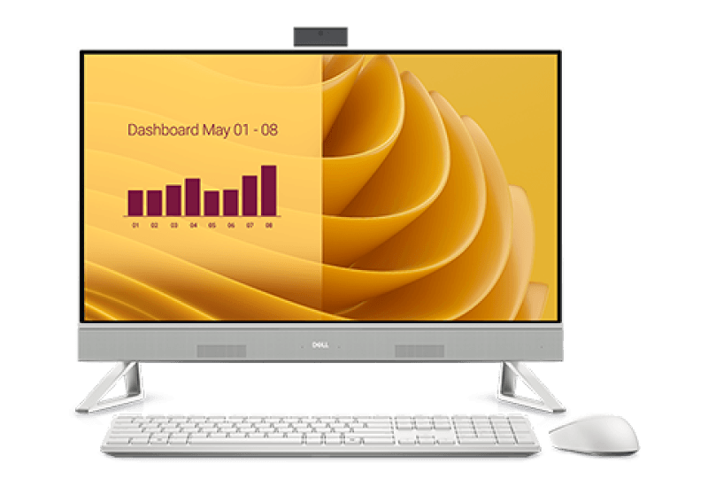 DELL All-In-One EC27250, 27-inch FHD (1920 x 1080) Narrow Border Infinity NTCH Display with Wide Viewing Angle, 5MP IR Tilt Camera (White), Intel(R) Core(TM) 7 processor 150U(12MB cache, 10 cores, 12 threads, up to 5.4 GHz), Intel(R) Graphics, 32 GB DDR5, 2 x 16 GB, 5200 MT/s, 2TB M.2 PCIe NVMe