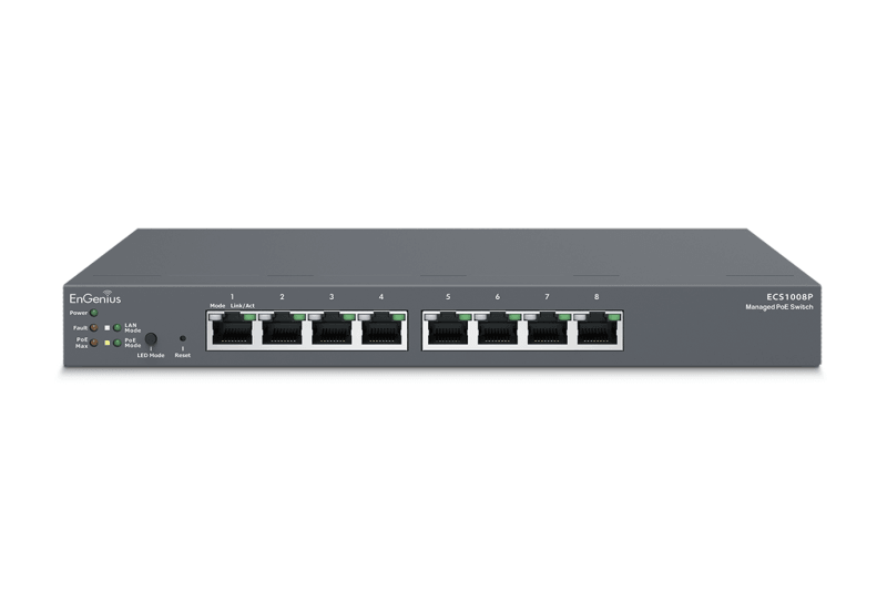 EnGenius Managed / stand-alone Desktop 8-port 55W GbE  Switch (PoE) 8-port GbE PoE.af 55W L2+ DT Cloud Management Switch