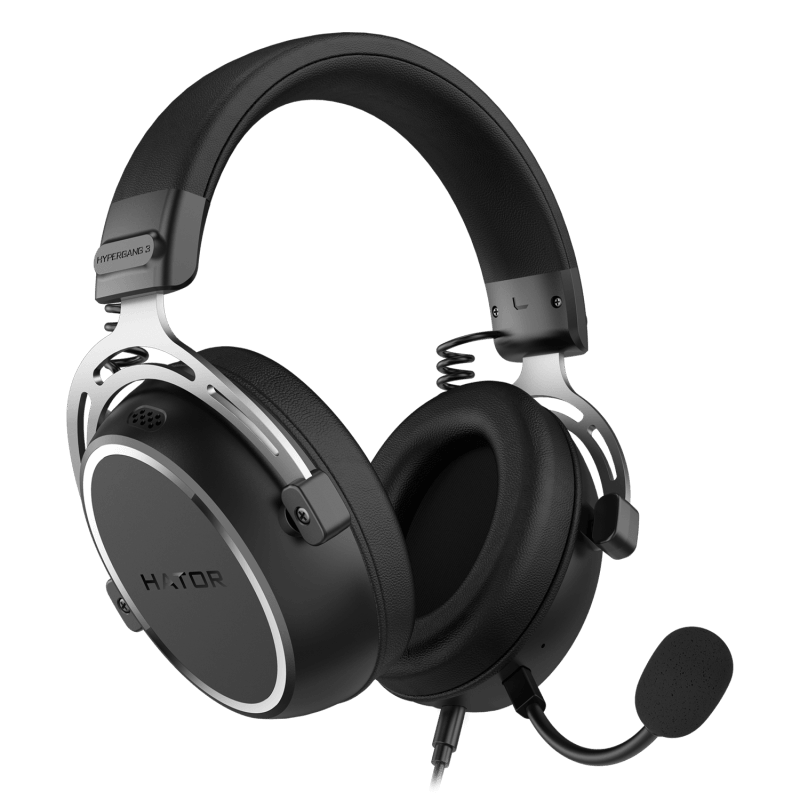 Casti gaming cu fir Hator Hypergang 3, material membrana compozit, frecventa raspuns 10Hz-44kHz, impendanta 32Ω, putere maxima 30mW, microfon detasabil unidirectional, sensibilitate -38 ±3dB, negru