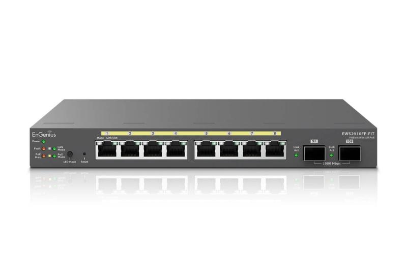 Switch EnGenius Managed / stand-alone Desktop 8-port GbE 130W cu 2 antene SFP