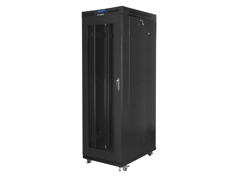 Cabinet rack Lanberg Free standing, size 19", ITC 27U, maximum static load 1200 kg, LCD panel, 6 slot uri pentru ventilatoare, greutate 111 kg, negru