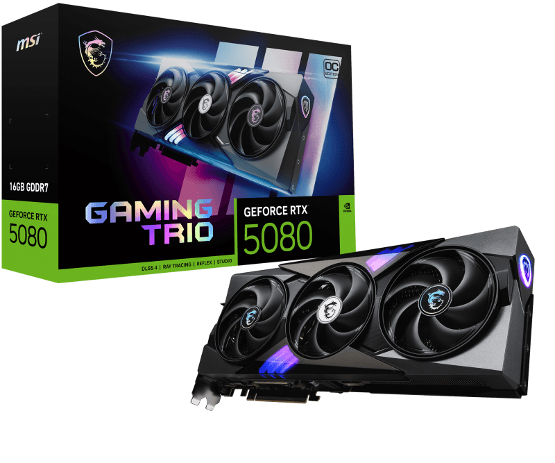 Placa Video MSI GEFORCE RTX 5080 16G GAMING TRIO OC GDDR7 256bit, 3x DP 1x HDMI