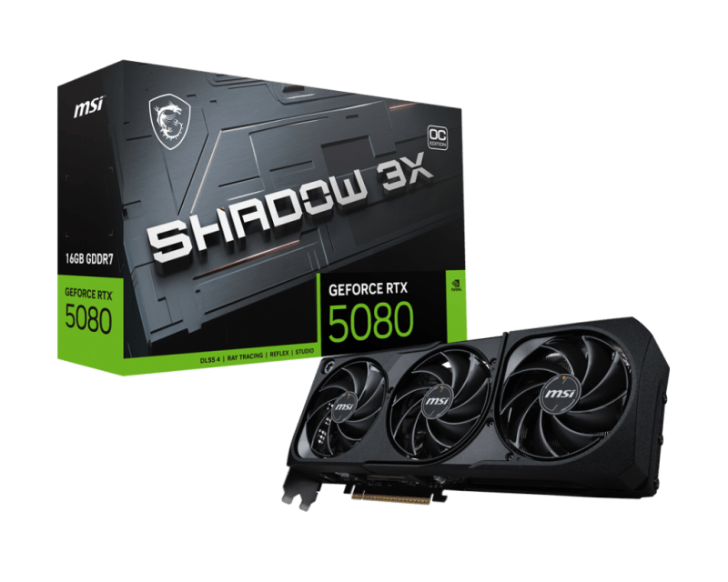 Placa Video MSI GEFORCE RTX 5080 SHADOW 3X OC 16GB GDDR7 256 bit, PCIE 5.0, 3x DP 1x HDMI