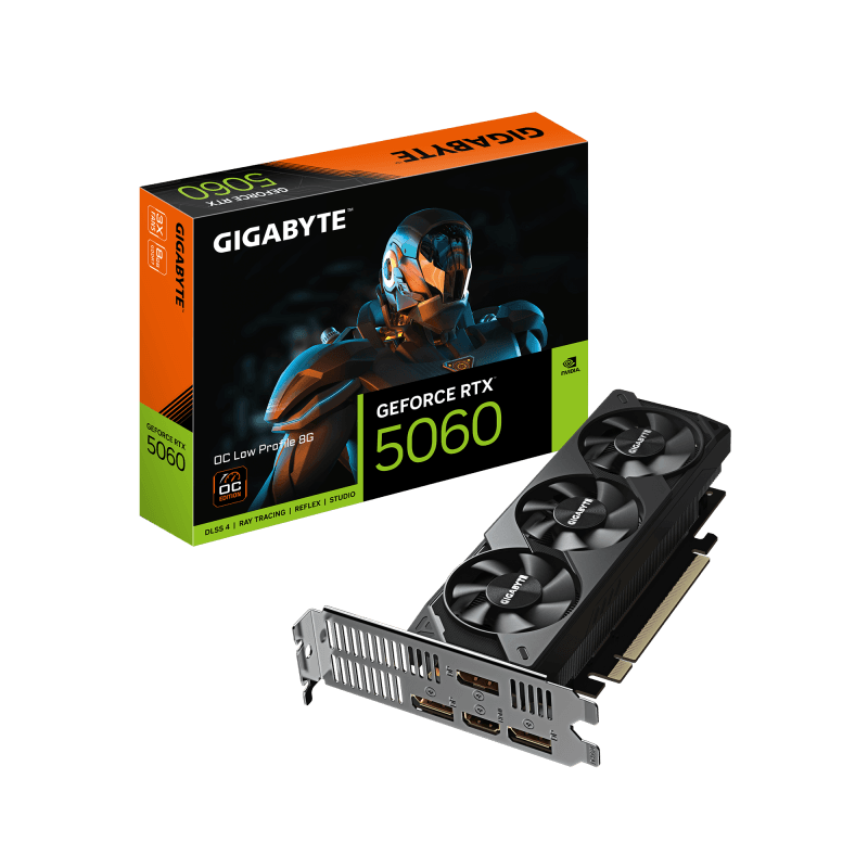 Placa Video GIGABYTE GEFORCE RTX 5060 OC LOW PROFILE 8GB GDDR7 128 bit, PCIE 5.0, 2x DP 2.1b 1x DP 1.4a 1x HDMI